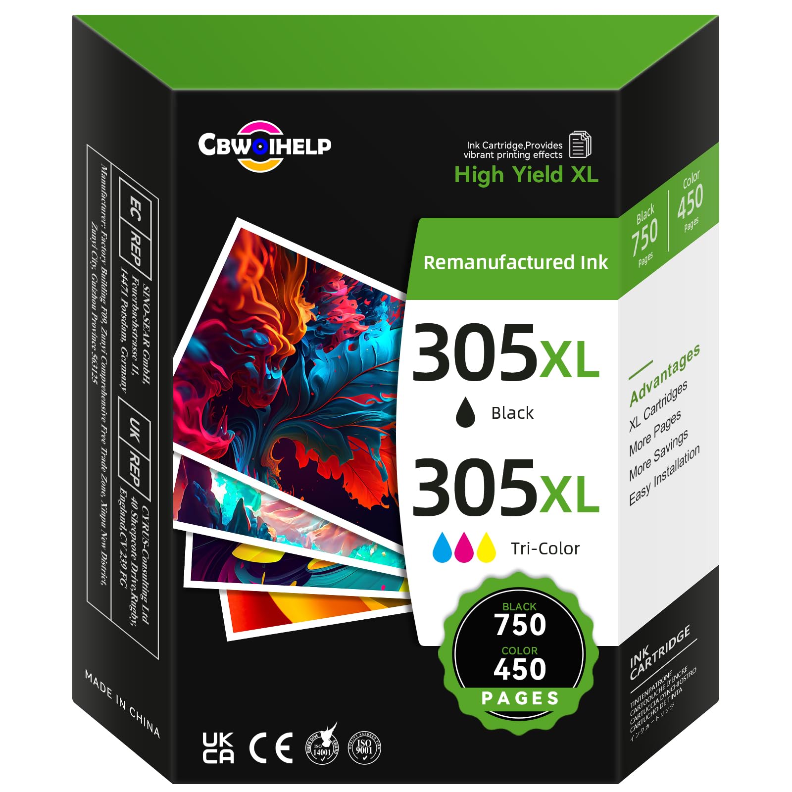 305XL Ink Cartridges Black and Colour Replacement for HP 305 Ink Cartridge, Prin