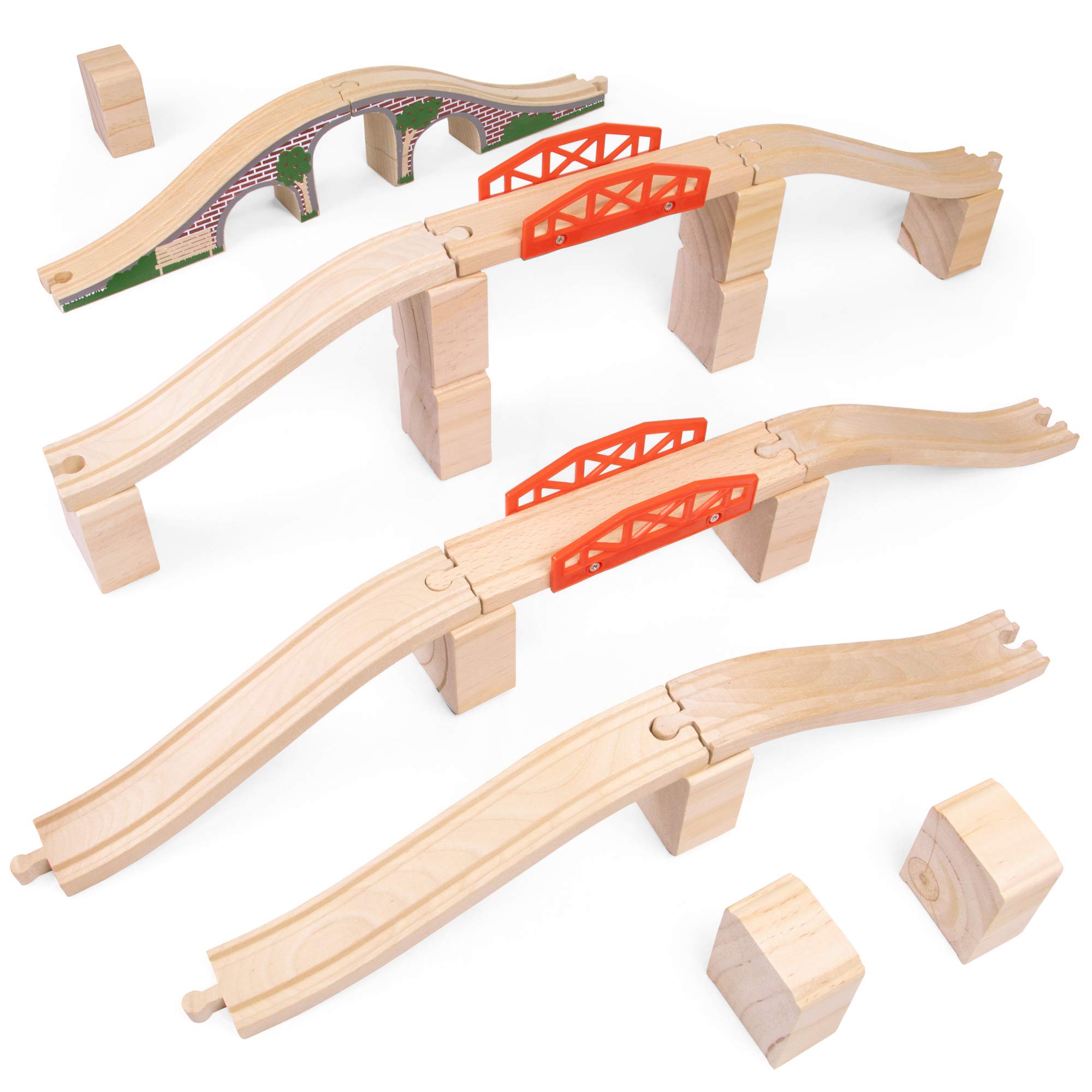 Bridge Bonanza! Deluxe Train Track Set (22 pcs.) | Includes 2 Rail Bridges, 2 Br