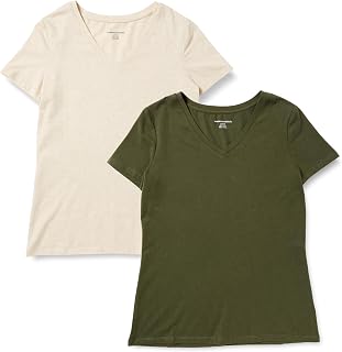 Amazon Essentials Women's Regular Fit Short Sleeve Tee (Crew Neck/V-Neck)