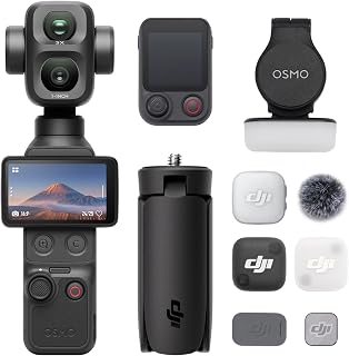 DJI Osmo Pocket 4P Vlog Combo Vlog Camera with Dual Lens, Cinematic 4K | 3 x optical zoom, 4K/240 fps, 17 aperture stops dynamic range, 103 GB built-in memory, fill light, Osmo FrameTap