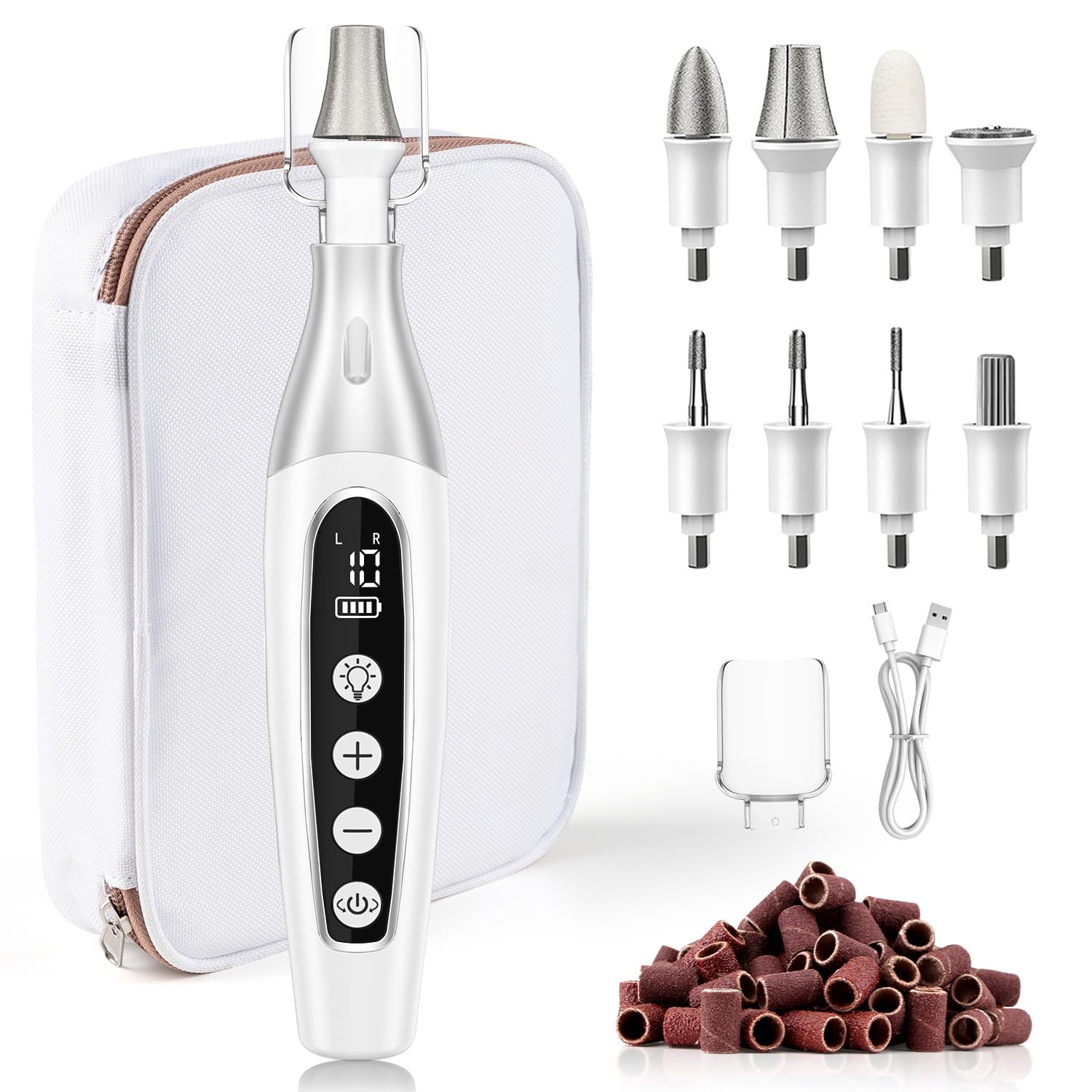 AOMEES Manicure Pedicure Kit, 8 Drill Bits Electric Nail File Set
