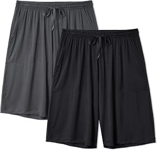 DAVID ARCHY Men's 2 Pack Soft Comfy Bamboo Rayon Sleep Shorts Lounge Wear Pajama Pants