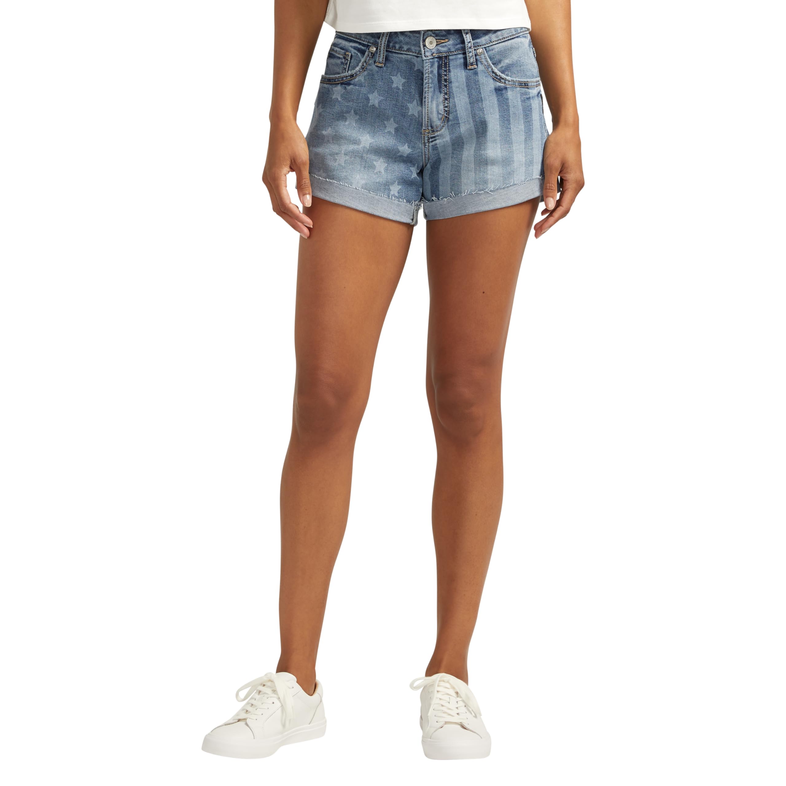 Silver Jeans Women's Boyfriend Mid Rise Shorts - Eco-Friendly Fabric Denim Short