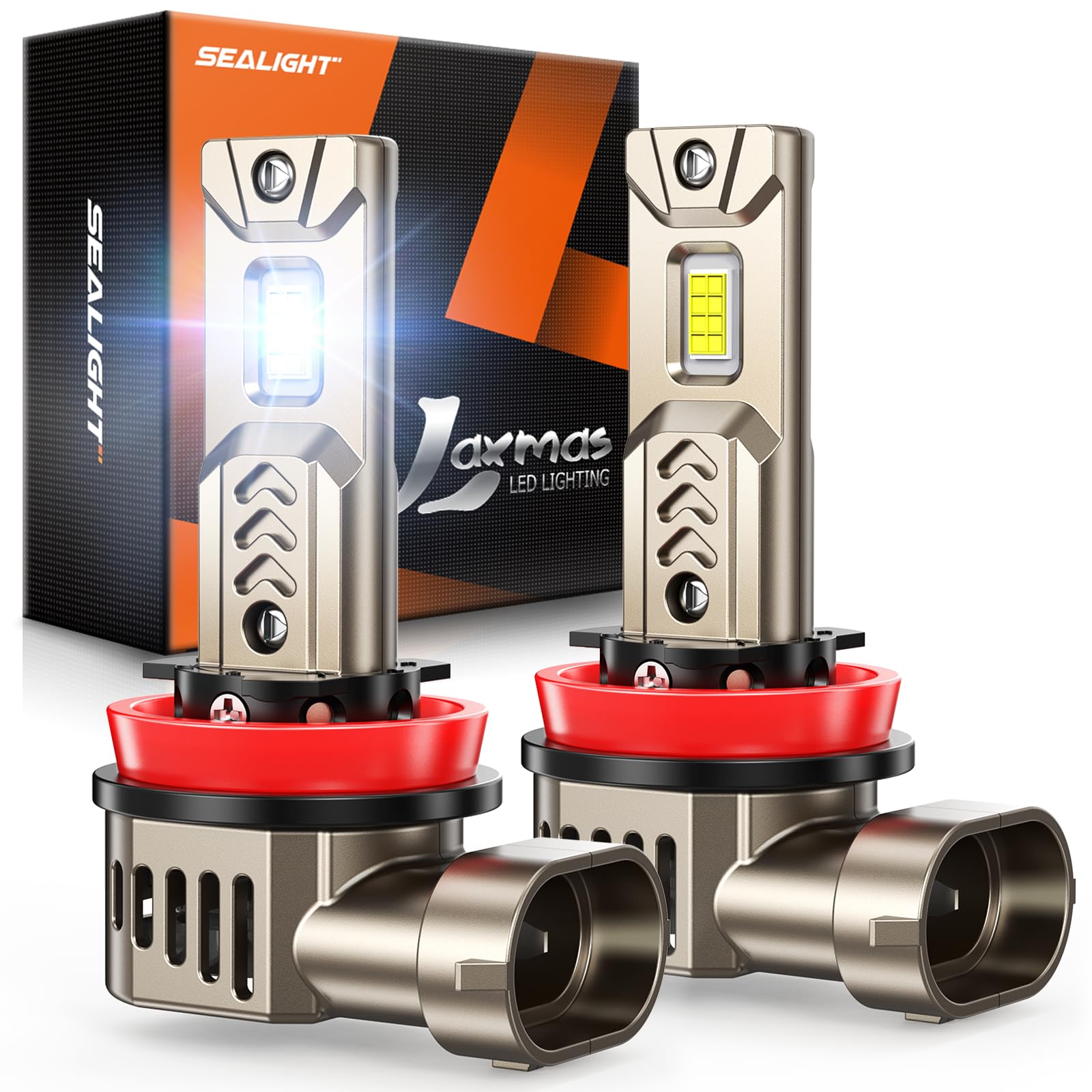 SEALIGHT H11/H9/H8 LED Bulb, 1200% Super Brighter, 6500K White Built-in Driver, 