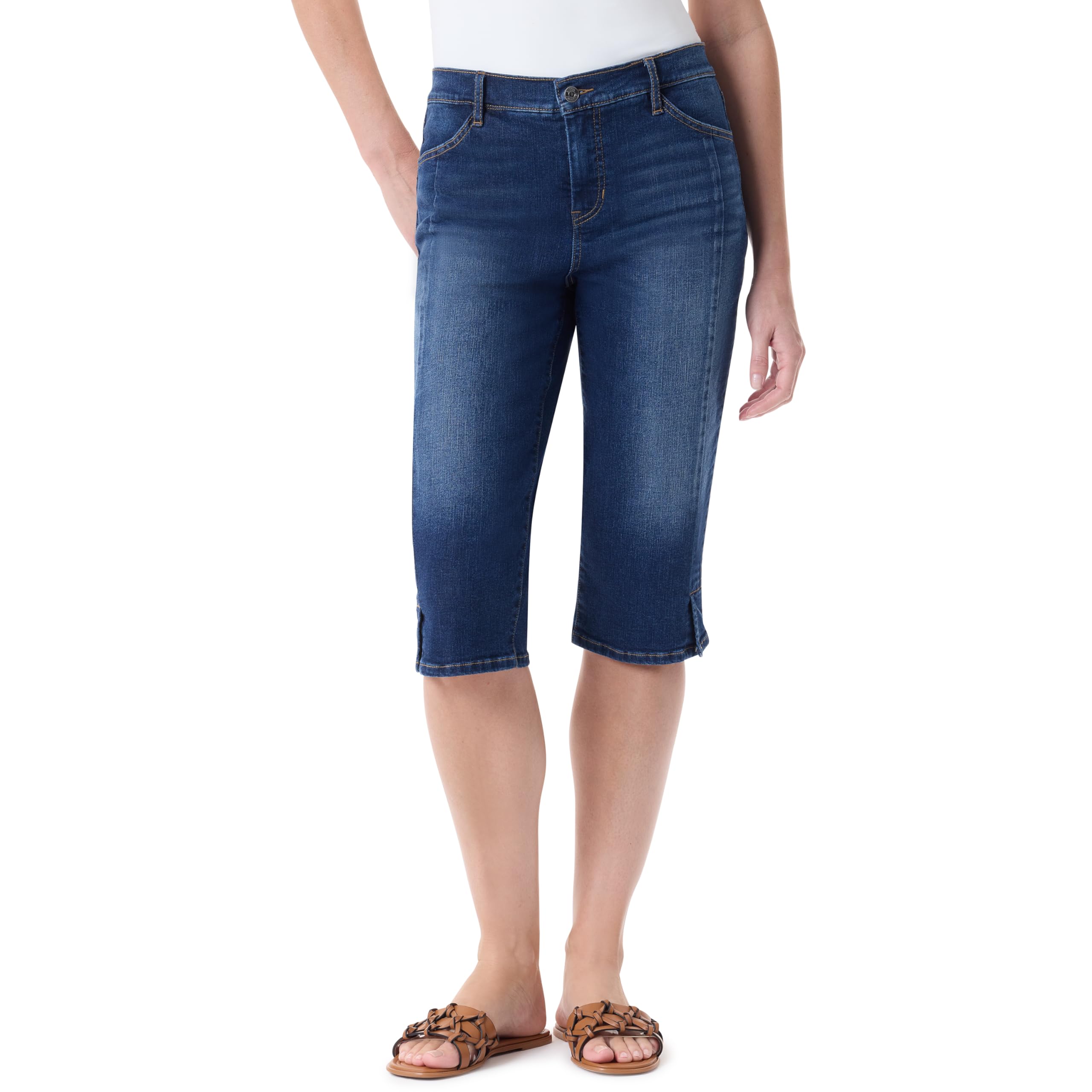 Gloria Vanderbilt Dalia Seam Skimmer Short with Side Slit Vents Standard Shorts 