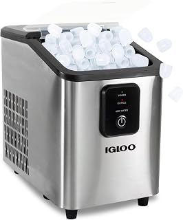 Igloo Ice Maker Countertop, Portable Ice Maker, 26lbs, Stainless Steel | LED Control Panel & 1.5 Quart Water Tank - Produces 26 Lbs. of Ice in 24 Hours with 9 Large or Small Cubes in 7