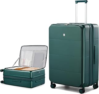 Hanke Hardside Expandable Large Checked Luggage, 28 Inch Top Opening Trunk Luggages with Spinner Wheels, All-PC Hard Shell Suitcase, Lightweight TSA Approved (Blackish Green, 120L)