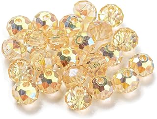 100pcs Faceted Glass Rondelle Beads 6x4.5mm for DIY Bracelet Necklace Earrings Jewelry Making, Gold