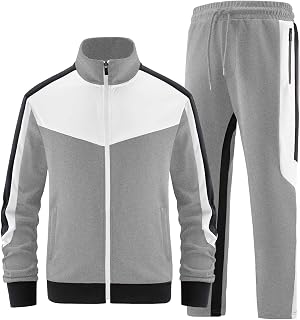 ANOTWENER, Mens Casual 2 Piece Tracksuit Long Sleeve Full Zip Jacket and Joggers Sweatpants