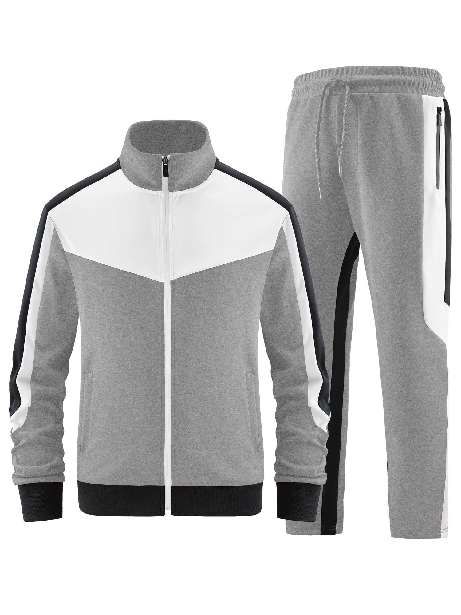 ANOTWENER, Mens Casual 2 Piece Tracksuit Long Sleeve Full Zip Jacket and Joggers