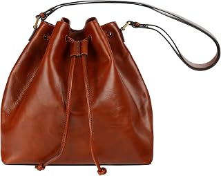 Time Resistance Bucket Leather Bag - Full Grain Leather Handbag for Women - Shoulder Bag Handmade in Italy