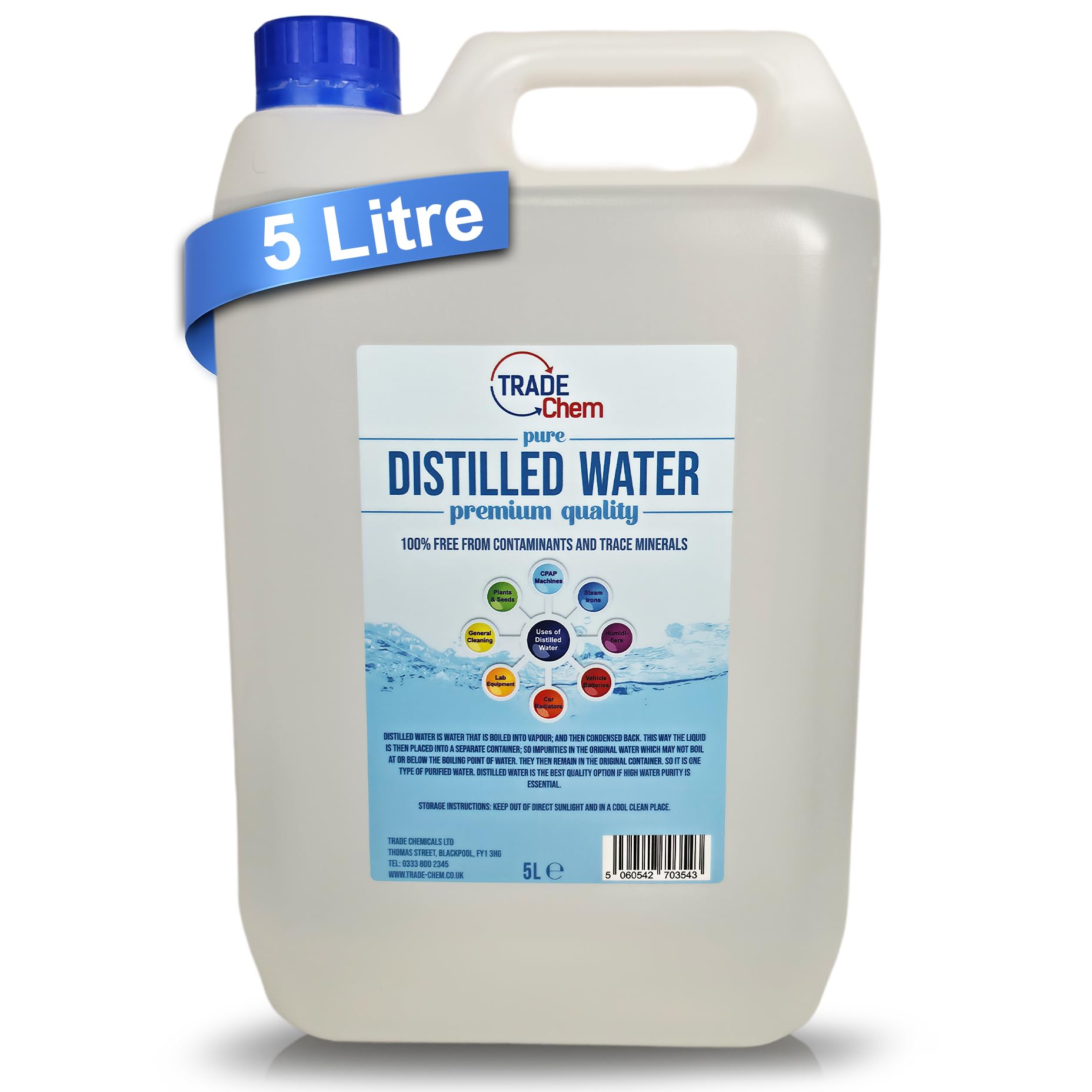 Pure Chem Distilled Water Ironing Water - CPAP Machines, Steam Irons | 5L Purifi