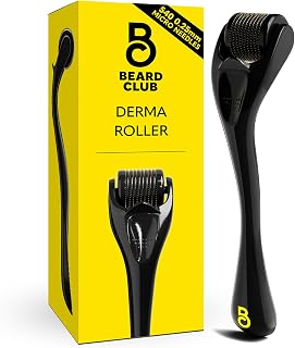 The Beard Club Derma Roller for Face, Body and Scalp - Microneedling for Men and Women with 540 Titanium Microneedles - Beard Roller &amp; Micro Needling Scalp Hair - Black
