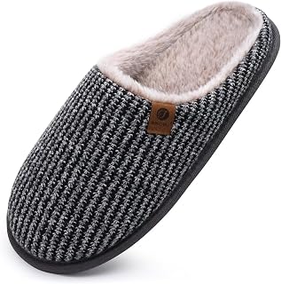 ONCAI Men's Winter Slippers, Comfortable Memory Foam Warm Wool Home Shoes with Non-Slip Sole Size 40-49 EU
