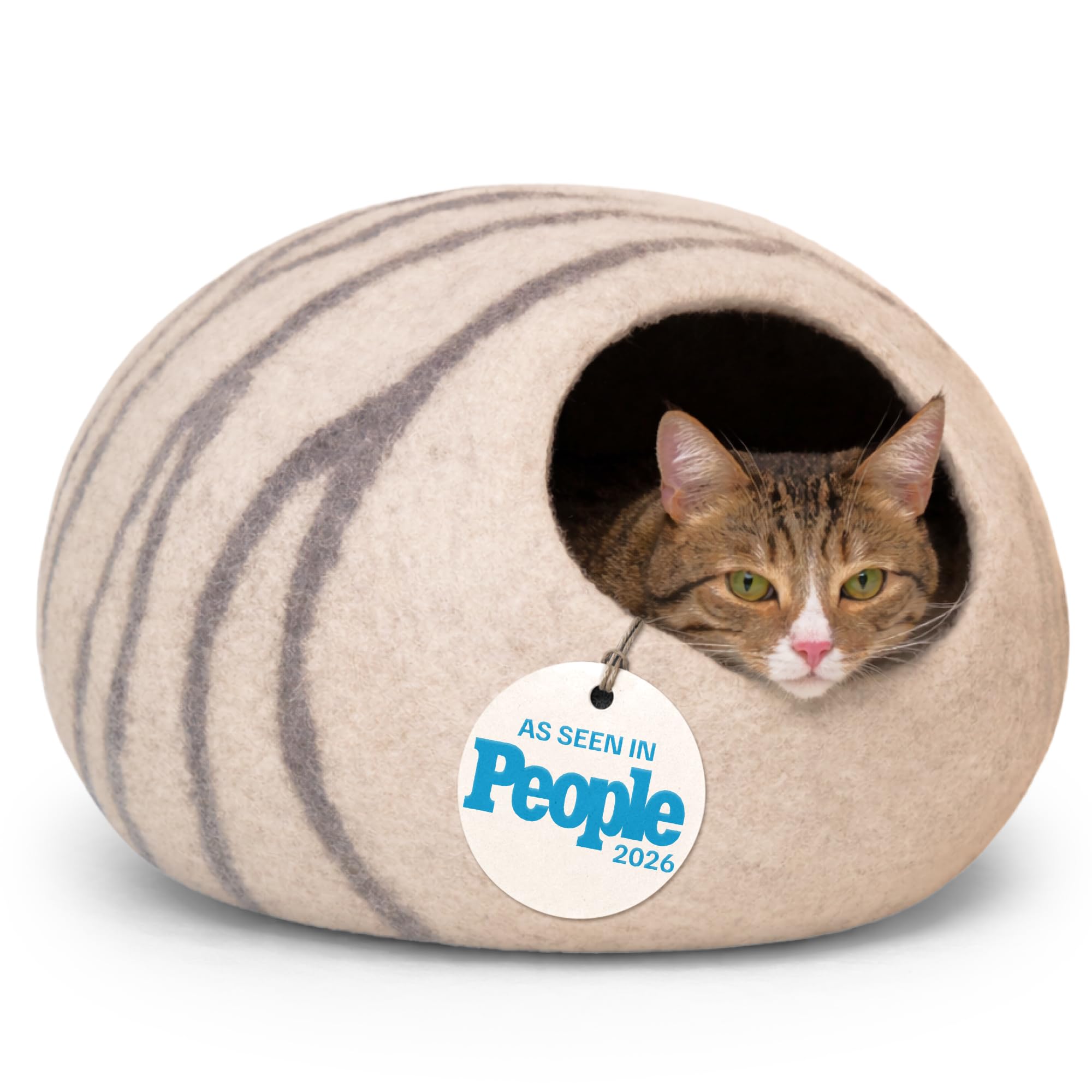 Cat Cave – Natural Wool – Self-Warming Hideaway for Indoor Cats & Kittens | Cat 