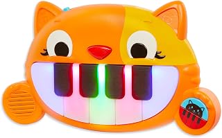 B. toys Baby Piano Cat Keyboard with Musical Sounds | Mini cat keyboard with 9 chunky light-up keys, 2 music modes, and 10 songs; easy to hold and play, 6+ Months
