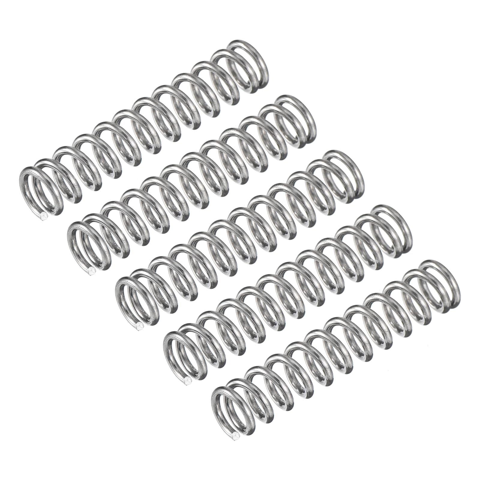 uxcell Compression Spring, 5Pcs 304 Stainless Steel, 5mm OD, 0.8mm Wire Size, 25