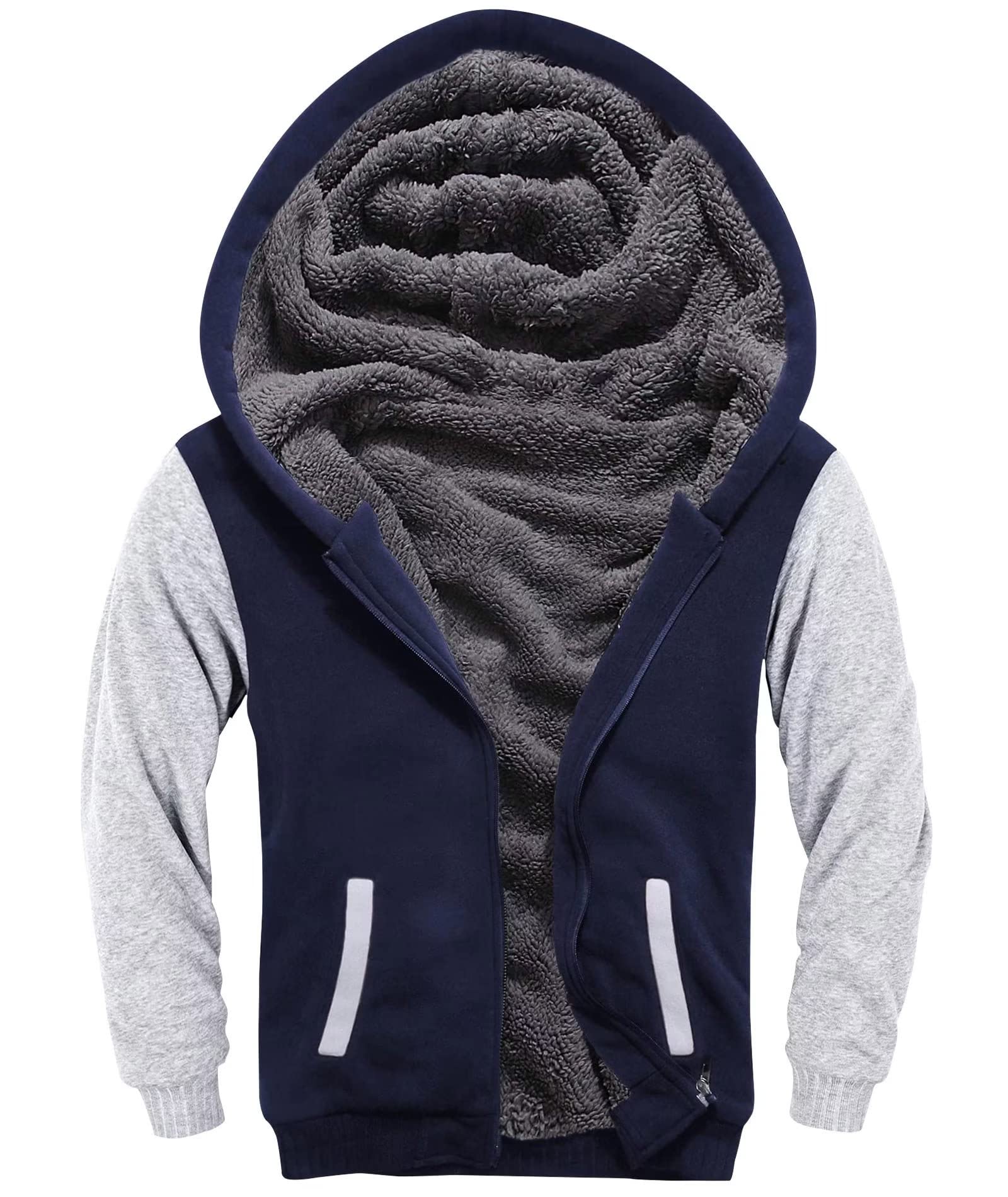 ZITY Boys Zip Up Hoodie Fleece Jacket Kids Sherpa Lined Sweatshirts Outerwear Un