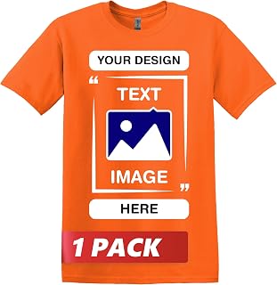 Gildan Custom T-Shirts - Unisex Crew Neck T-Shirt - Customize Your Image, Text & Photo - Men Women Adults