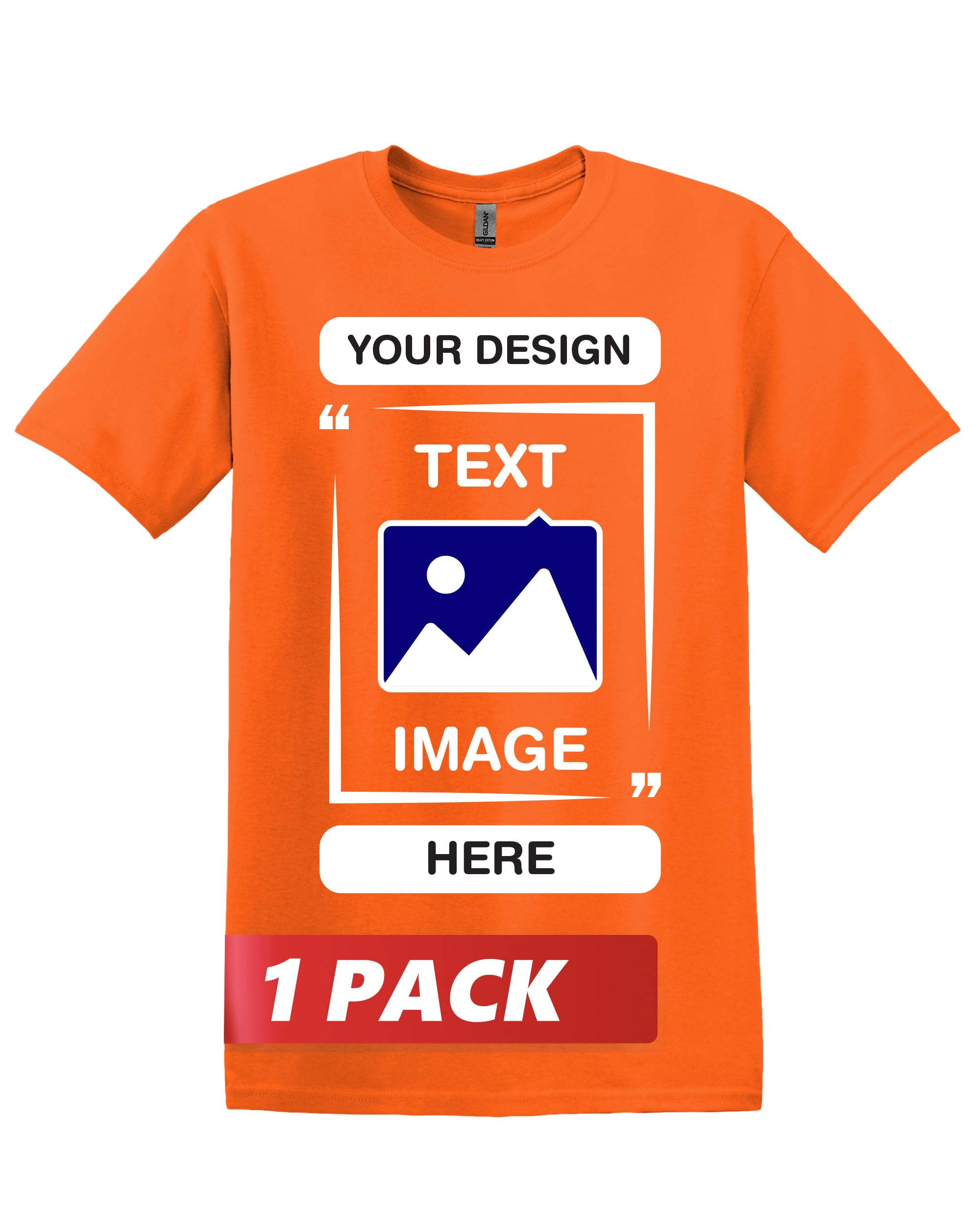 Gildan Custom T-Shirts - Unisex Crew Neck T-Shirt - Customize Your Image, Text &