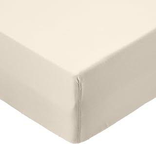 Amazon Basics Single Fitted Sheet Microfibre 90 x 190 cm, Beige, 30cm Deep Pocket