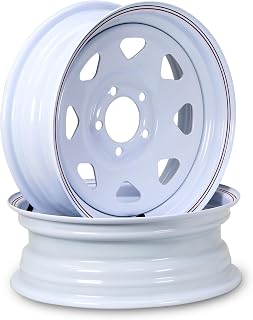 LIBRA 15X5 Trailer Wheel 5 Lug on 4.5" Bolt Pattern White Spoke Rim, Set 2 | 5x4.5" Trailer Rim
