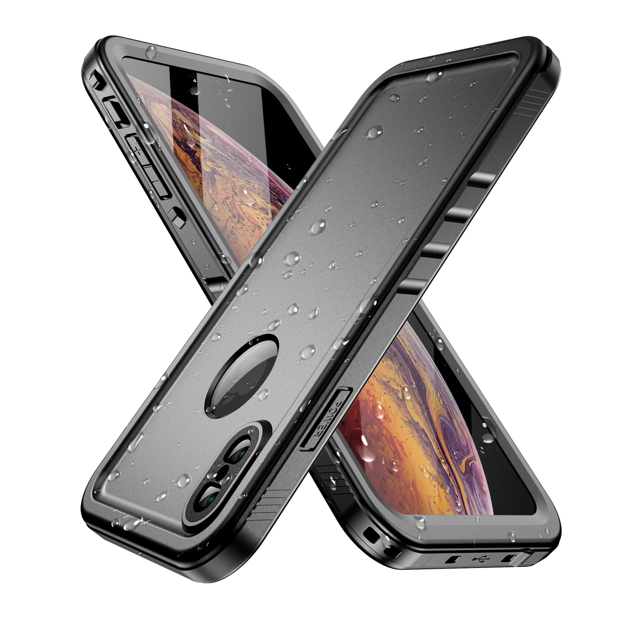 SPORTLINK for iPhone Xs Max Waterproof Case, IP68 Drop Proof Black