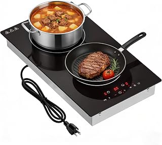 Ranein 12 Inch 2 Burner Induction Cooktop, 1800W, 120V | Built-in induction cooktop for kitchen, child lock, timer, overheat protection, fast heating, easy clean, energy saving