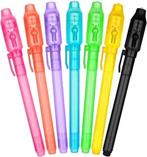 OFFCUP Invisible Ink Pen, 7pcs Spy Pen with UV Light, Magic Marker Pens with UV Light for Kids, Spy Pens Invisible Ink for Writing Secret Message Party Bag Fillers for Kids