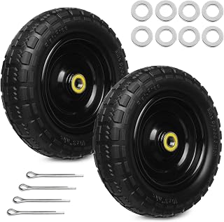 13 Inch Solid Rubber Tires, 4.00-6 Tire Flat Free with 5/8" Bearings, 2.17" Offset Hub for GOR Garden Cart, Wheelbarrow, Trolleys, Hand Trucks and Yard Trailers(2 Pack)