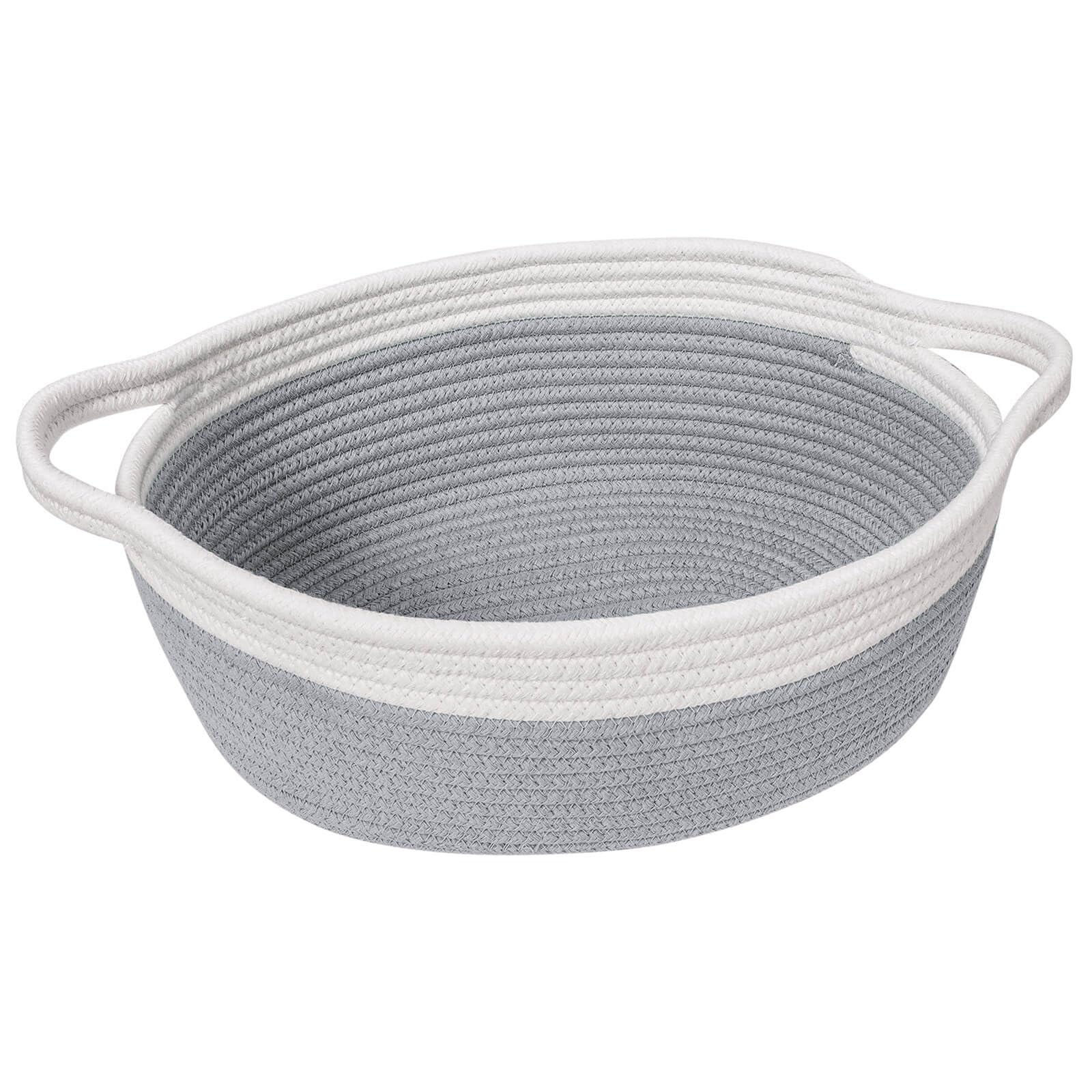 Goodpick Small Woven Rope Gift Basket Empty, 12"x 8"x 5" Boo Bask