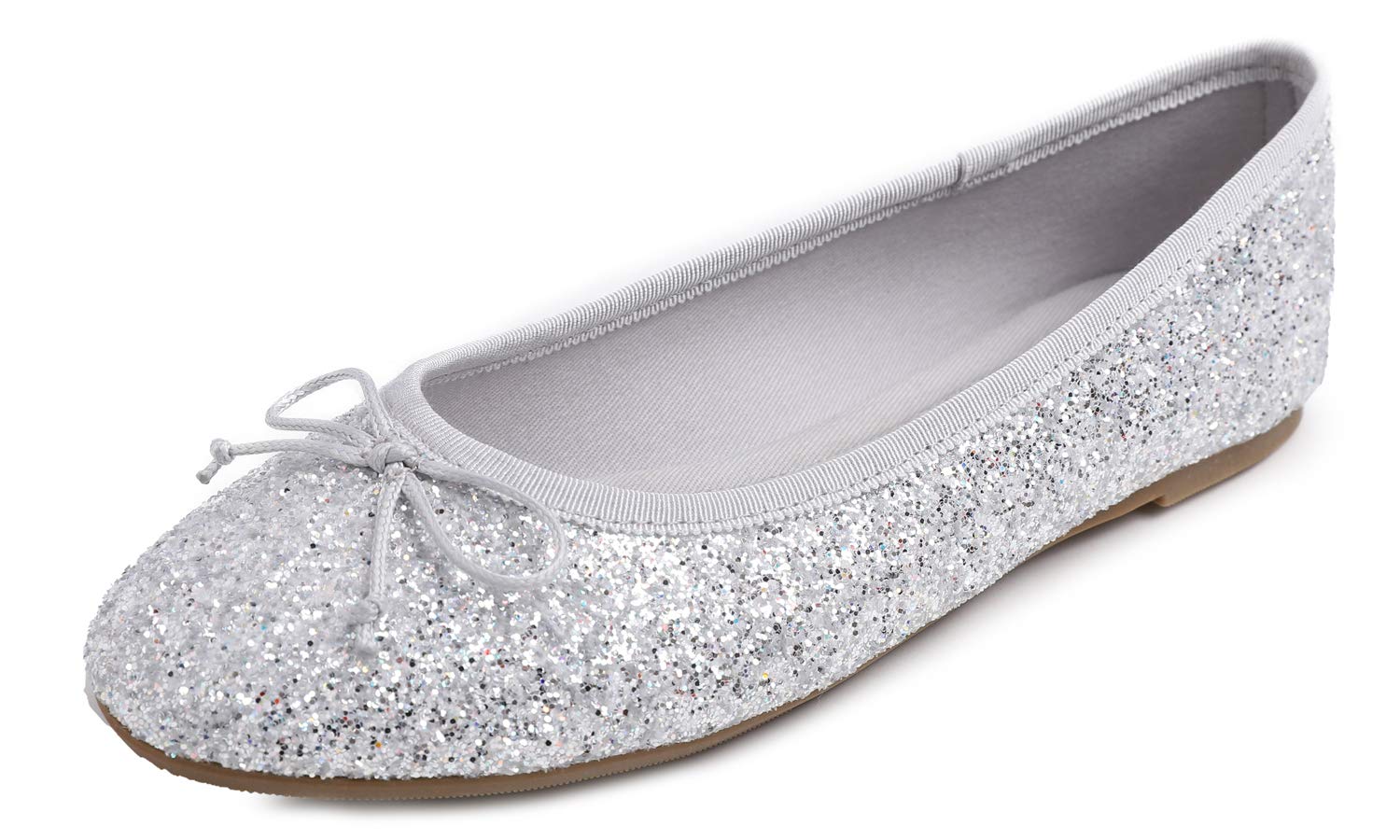 Feversole Women's Sparkle Memory Foam Cushioned Colorful Shiny Ballet Flats Pump