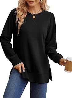 Women's Side Split Sweatshirt Autumn Fashion 2025 Long Sleeve Shirts Trend Now