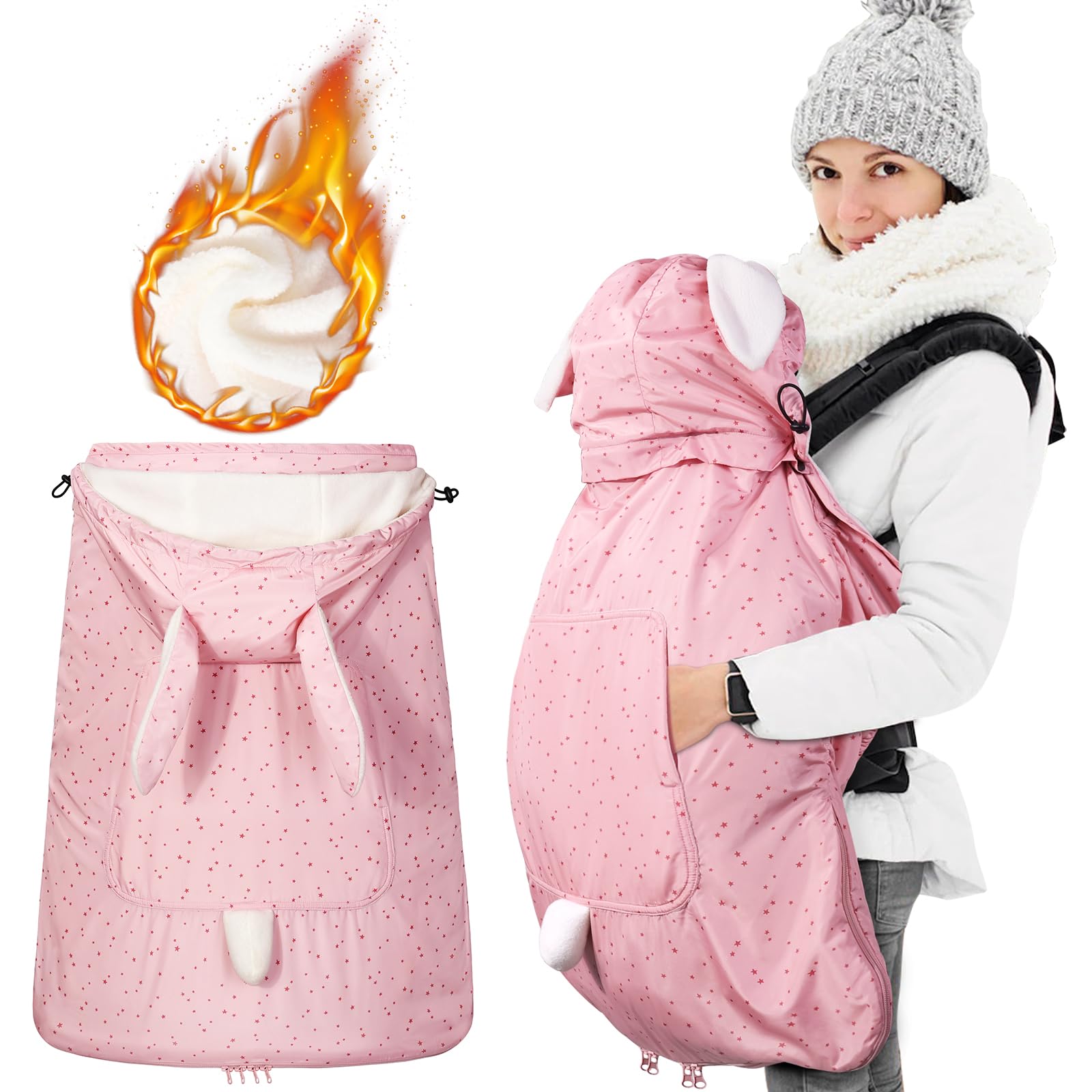 Orzbow Waterproof Baby Carrier Cover, Pink Rabbit | Baby Carrier Cover Winter wi