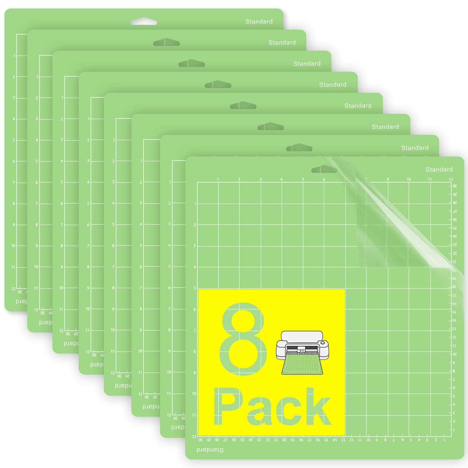 Gwybkq Standard Cutting Mat 12x12, 8 Pack Adhesive Sticky Green Mats | Compatibl