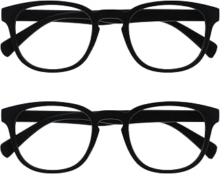 OPULIZE Pop Pack 2 Retro Round Smooth Matte Black Men Women Reading Glasses Hinges Spring RR2-1 +2.00
