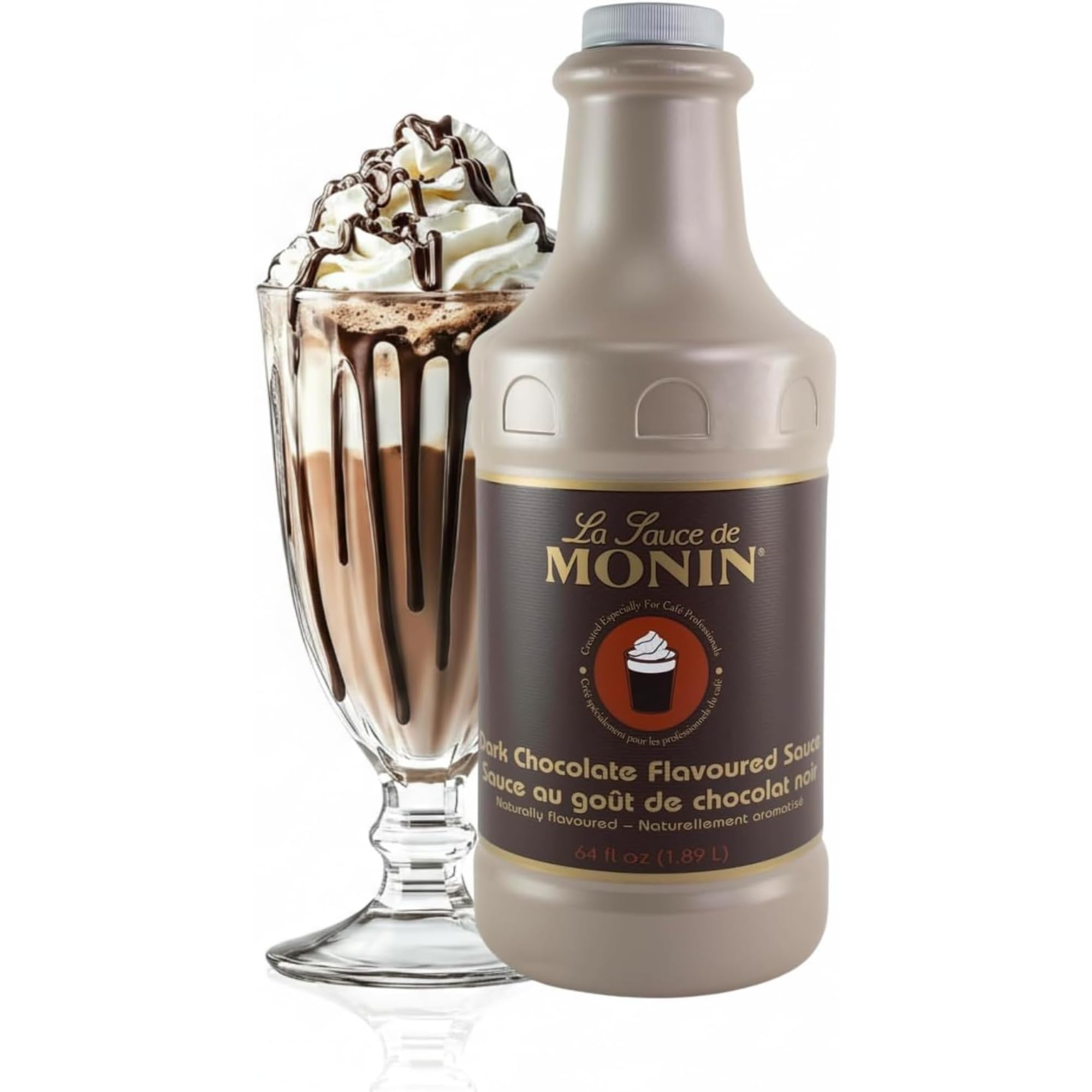Monin - Gourmet Dark Chocolate Sauce, Velvety and Rich, Great for Desserts, Coff