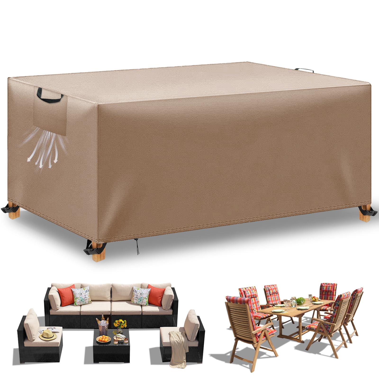 WUAYAMI Cover for Garden Furniture Waterproof Canvas Garden Furniture Windproof 