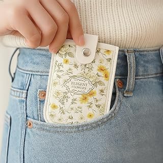 Pull Out Card Holder for Women, Cute French Style Credit Card Wallet, Multi-Slot ID Organizer Small, yellow, Wallet