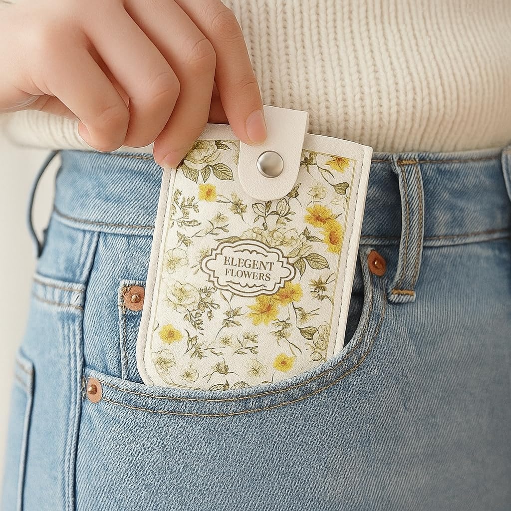 Pull Out Card Holder for Women, Cute French Style Credit Card Wallet, Multi-Slot