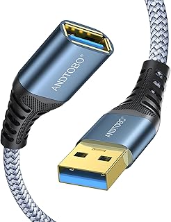 ANDTOBO USB Extension Cable 1M, USB 3.0 Type A Male to Female Extender Cables High-Speed Data Transfer 5Gbps Compatible with Gamepad, Printer, Webcam, USB Keyboard, Flash Drive, Hard Drive