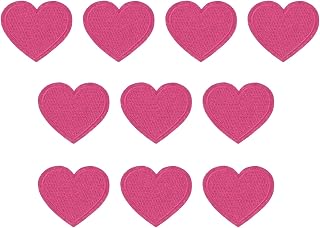 Iron-on Patches, 10 Pack Heart Shaped Sew Embroidered Patches Love Appliques Embellishments for Clothing Jackets Hat Backpack Repairing Decorations, Rose Red