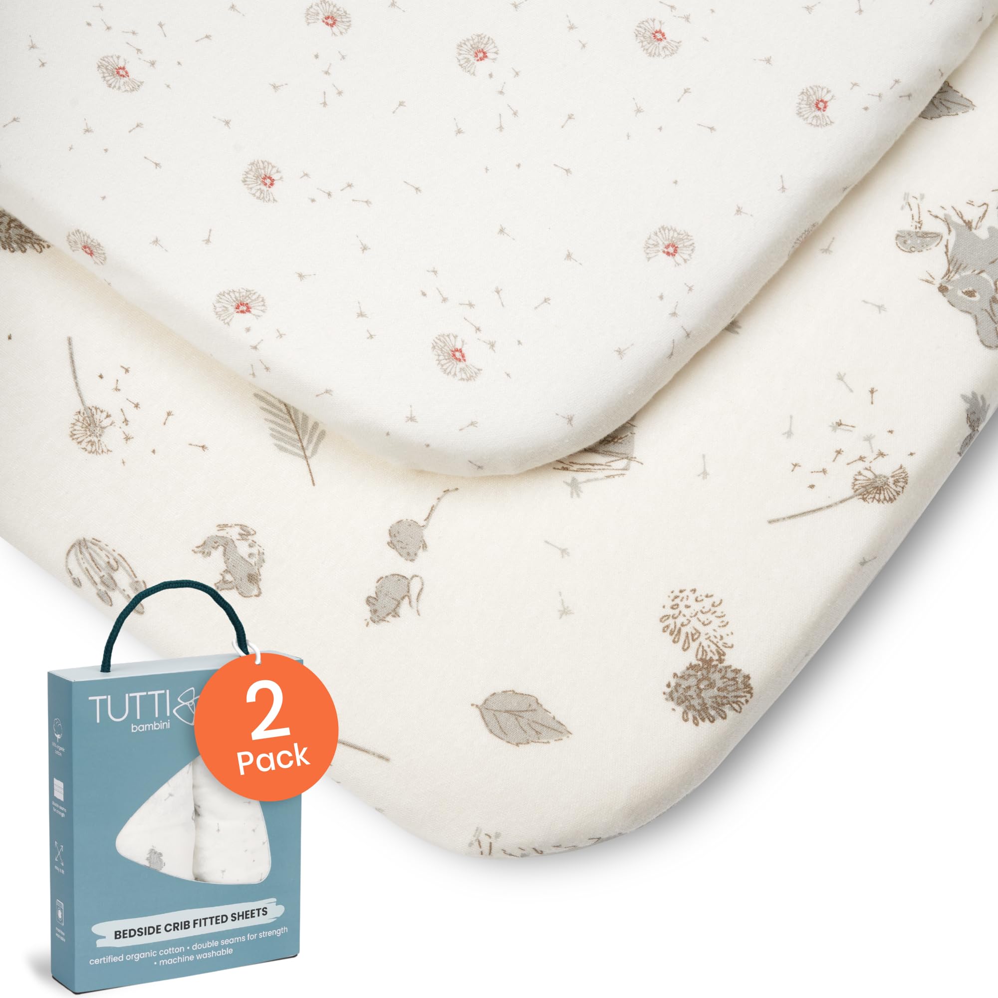 Tutti Bambini Premium Crib Sheets (2-Pack) - Soft Bamboo Jersey Breathable Fitte