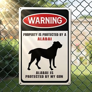 Alabal Warning Metal Tin Sign Funny Dog Lover Woman Man Gift Retro Garden Garden Toilet Wall Decor 7 x 10.5 Inches