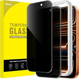 JETech Privacy Screen Protector for iPhone 17 Pro Max, 2-Pack | Anti-Spy Privacy Protection, Tempered Glass, Easy Installation Tool, Anti-Scratch Design