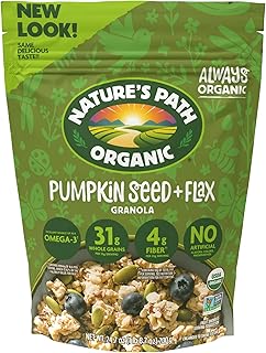 Nature's Path Organic Pumpkin Seed + Flax Granola, 24.7 oz (Pack of 1) | ALA Omega-3 Granola: 31g whole grains, 4g fiber, flax and pumpkin seeds with crunchy oat clusters