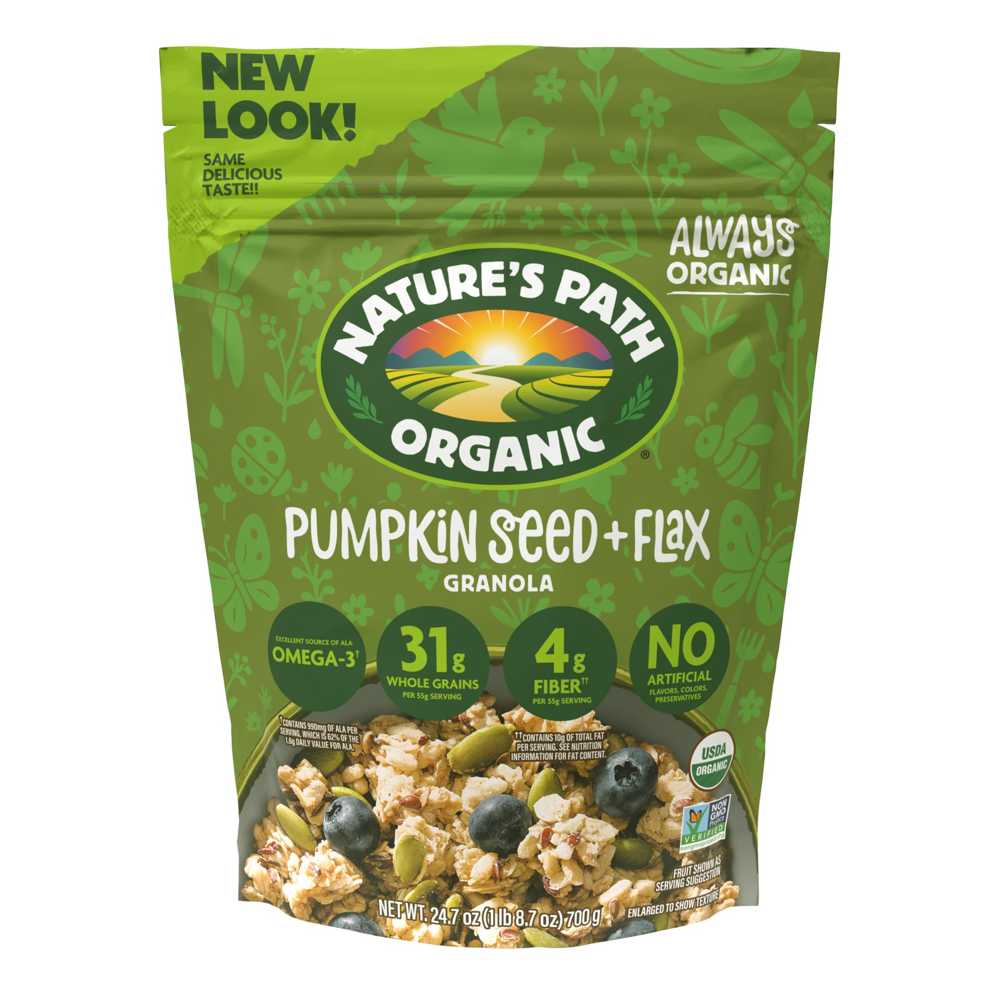 Nature's Path Organic Pumpkin Seed + Flax Granola, 24.7 oz (Pack of 1) | ALA Ome