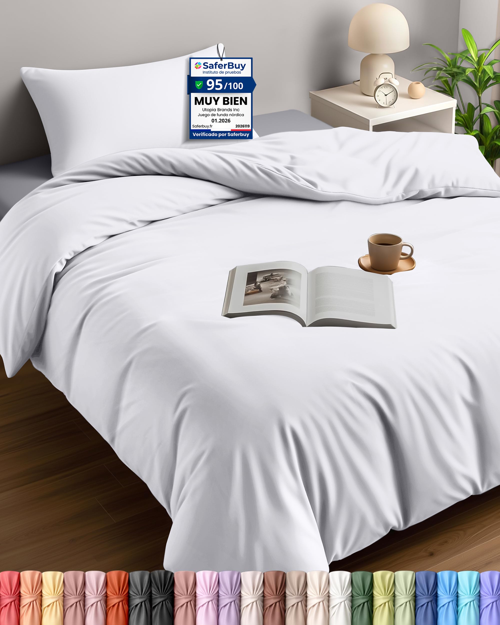 Utopia Bedding Funda Nordica Cama 90 - Microfibra Juego de Funda de Edredon 135x