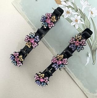 2 Pieces Crystal Hair Clips for Women Cute Vintage Braided Hair Clips for Women Sparkly Duck Beak Clip Fashion Hair Accessories Barrettes for Wedding Casual Wear