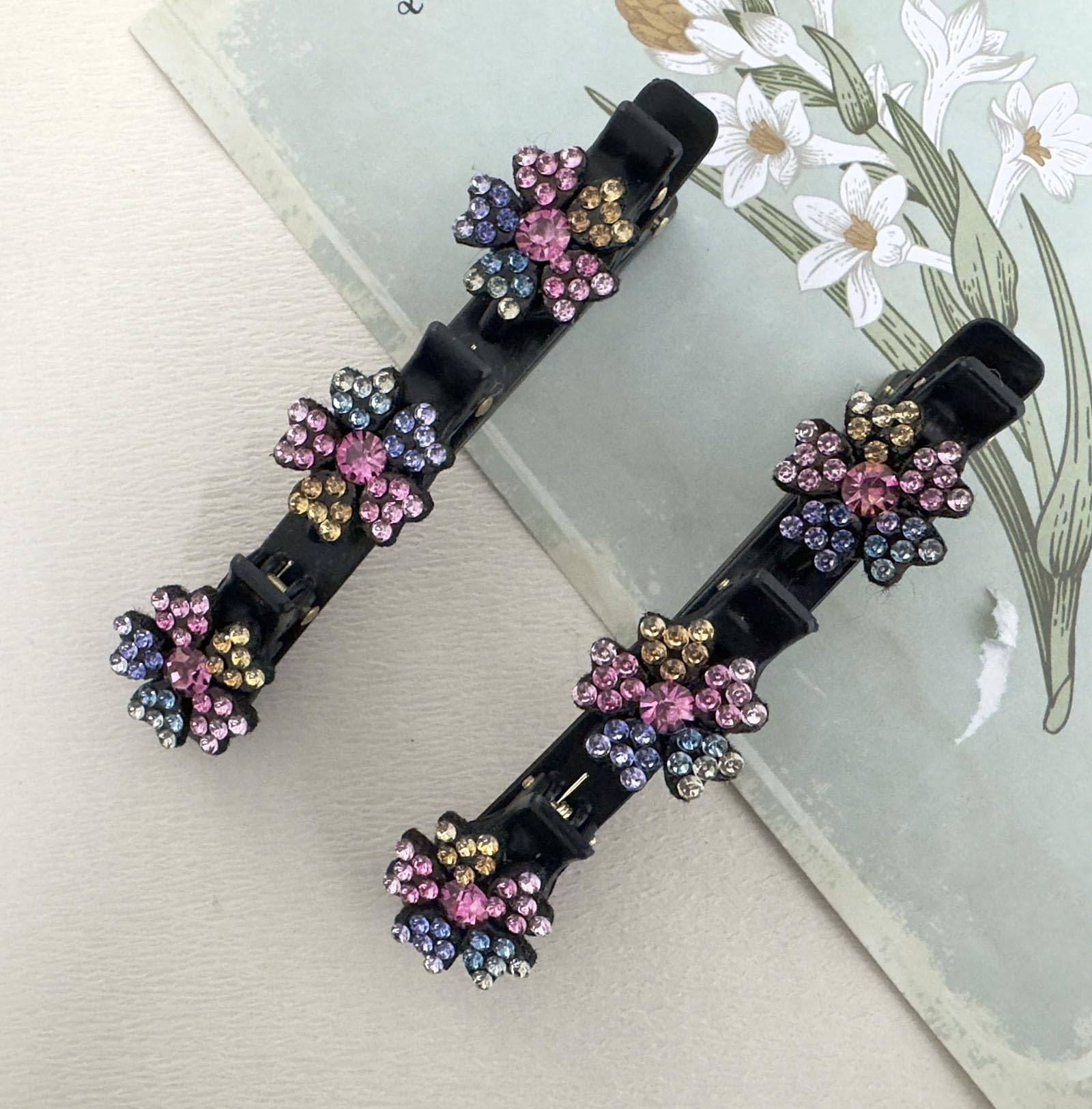 2 Pieces Crystal Hair Clips for Women Cute Vintage Braided Hair Clips for Women 